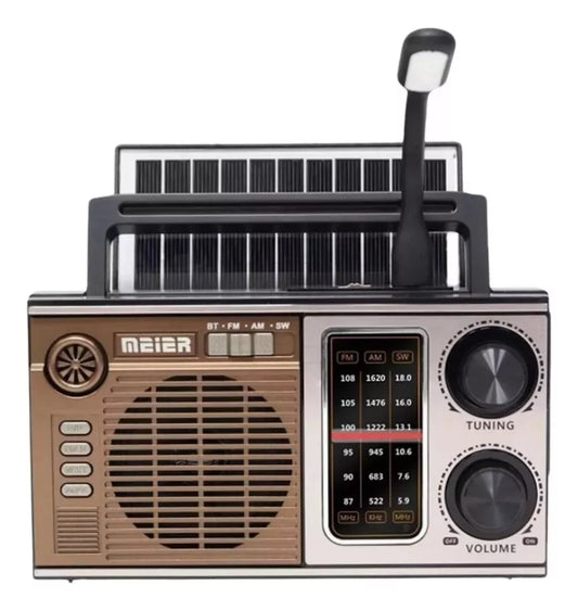 Radio Solar Multifuncional con Linterna (Carga Celulares + Bluetooth)