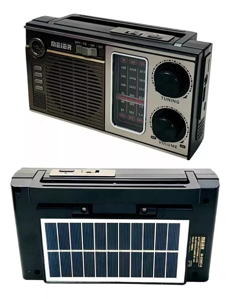 Radio Solar Multifuncional con Linterna (Carga Celulares + Bluetooth)