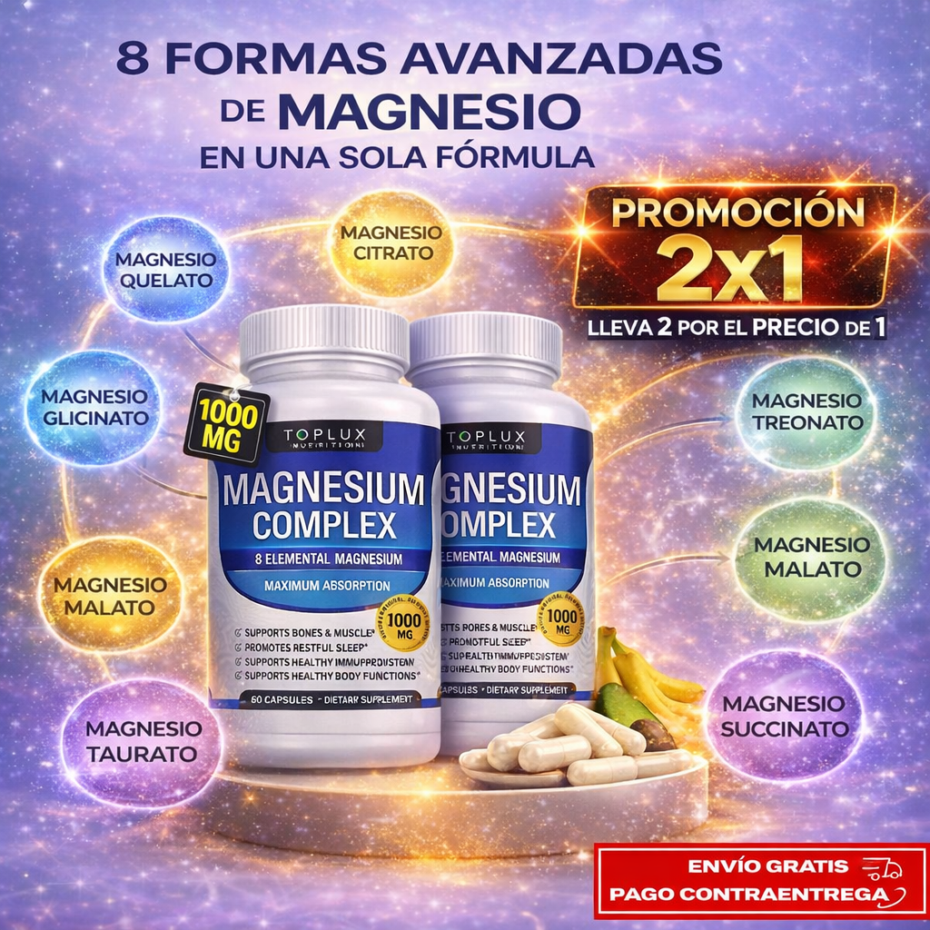 Magnesio Complex 1000mg — Descanso, Energía y Bienestar Muscular | 60 Cápsulas
