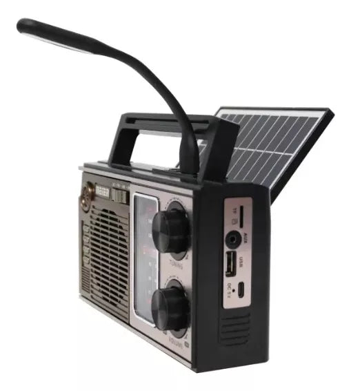 Radio Solar Multifuncional con Linterna (Carga Celulares + Bluetooth)