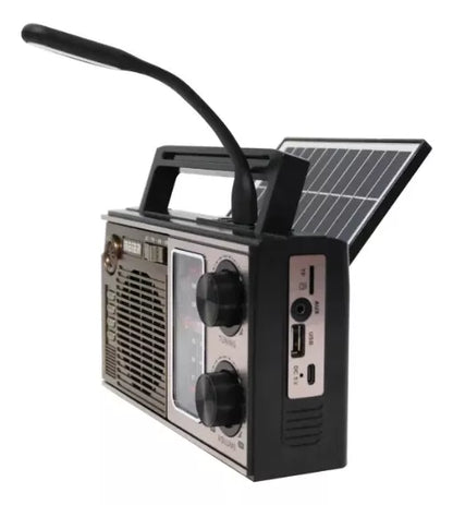 Radio Solar Multifuncional con Linterna (Carga Celulares + Bluetooth)